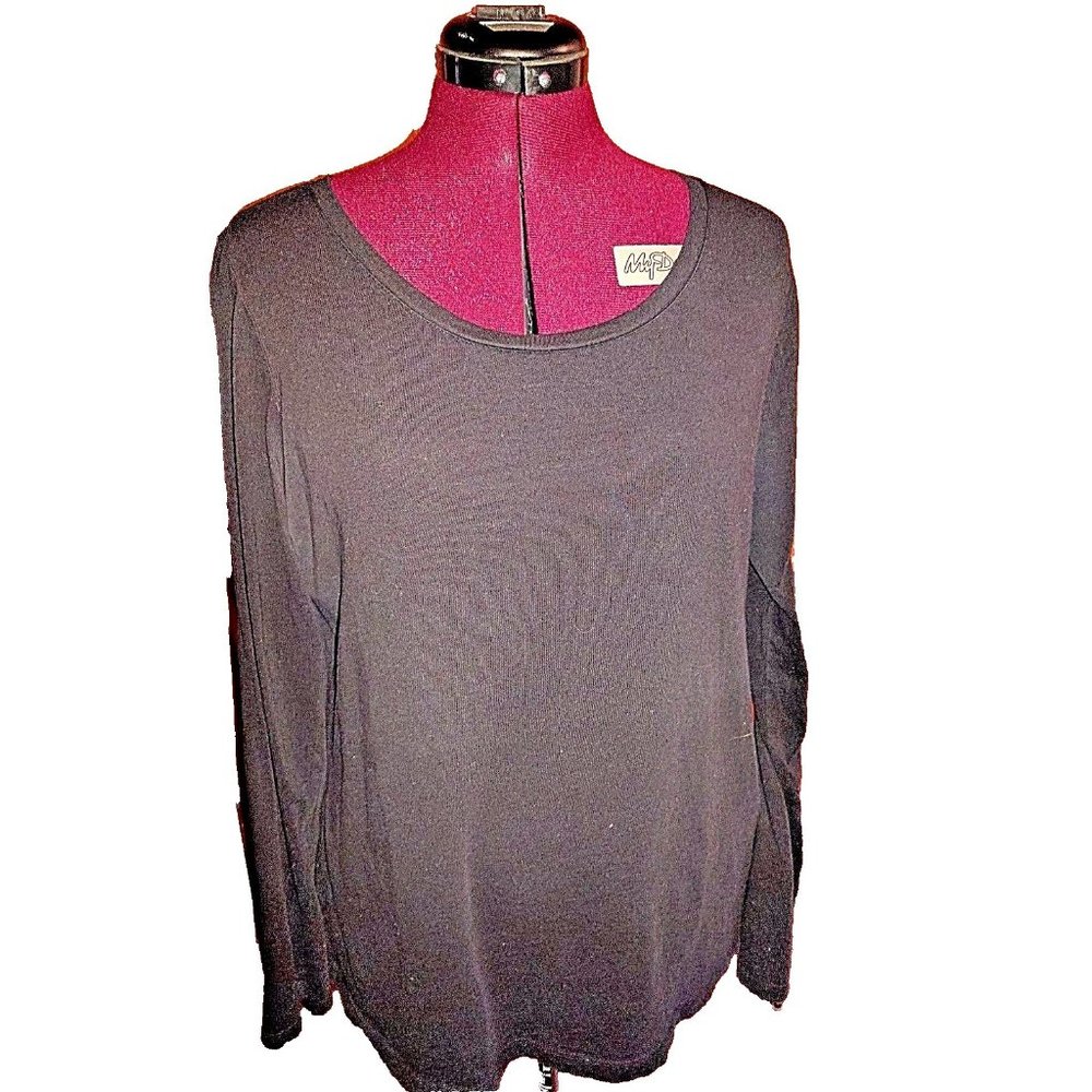 Ann Taylor LOFT Womens Top Size Large Black Cotton Knit Long Sleeve